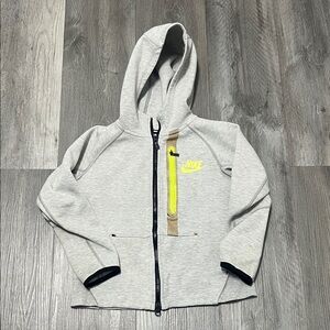 Nike Tech kids full-zip hoodie/light grey&neon yellow/ size XS
